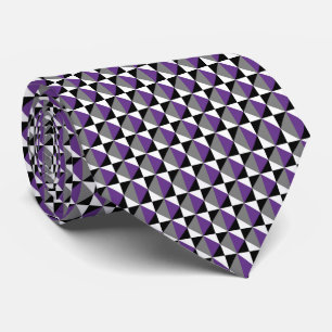 Cravate Violet, gris, noir et blanc Carré et diamant