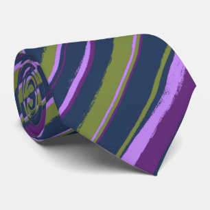 Cravate Violet, olive et marine à deux faces peint