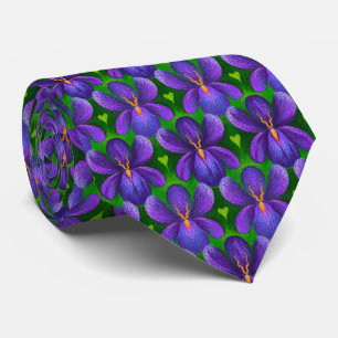 Cravate Violets violets Fleurs Motif, Art Floral Élégant