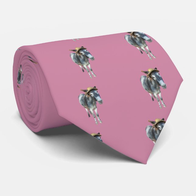 Cravate Violette l'âne dans le chapeau de paille avec des (Roulé)