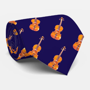 Cravate Violons Instrument de Musique Motif Bleu Marine