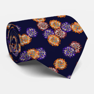 Cravate Virus en violet, rouge et orange