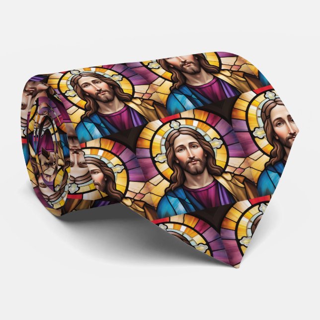 Cravate Vitrail de Jésus Christ inspiré (Roulé)