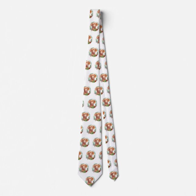 Cravate Vizsla Christmas Wreath Festive Pup (Devant)
