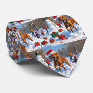 Cravate Vizsla coule en neige avec Casquette de Noël