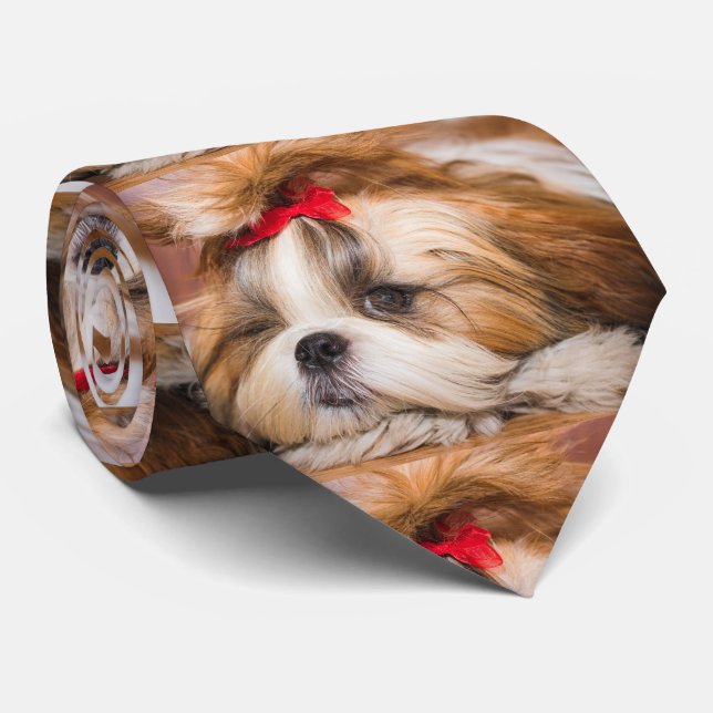 Cravate Votre chiot chien animal de compagnie motif photo  (Roulé)