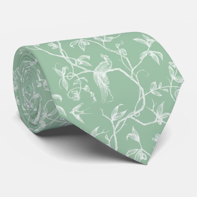 Cravate Voyage au Château Peacock Green Toile (Roulé)