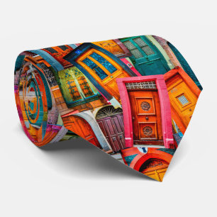 Cravate Voyage vintage coloré unique de motif d'entrées