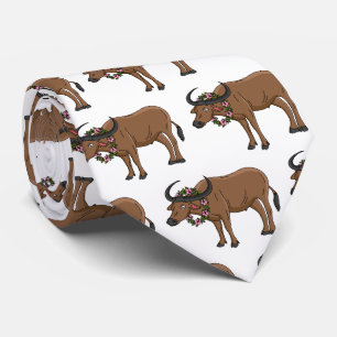 Cravate Water buffalo with flowers