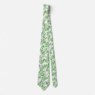 Cravate Watercolor Bamboo Leaf Branches vines Forest