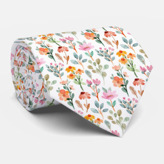 Cravate Watercolor Flowers Pattern