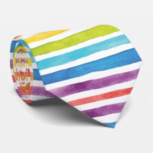 Cravate Watercolor Rainbow Stripes Modern Bright Office