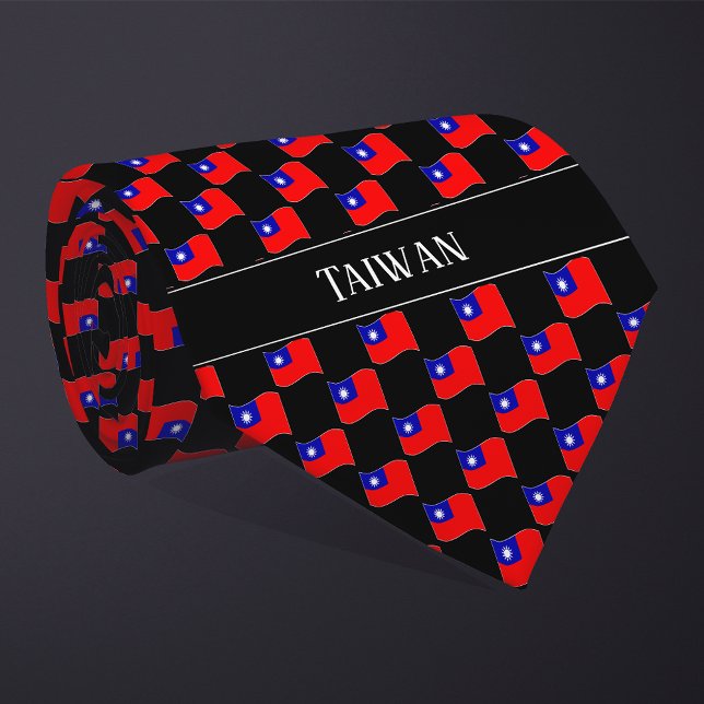 Cravate Wavy Taiwan Flag Pattern  (Créateur téléchargé)