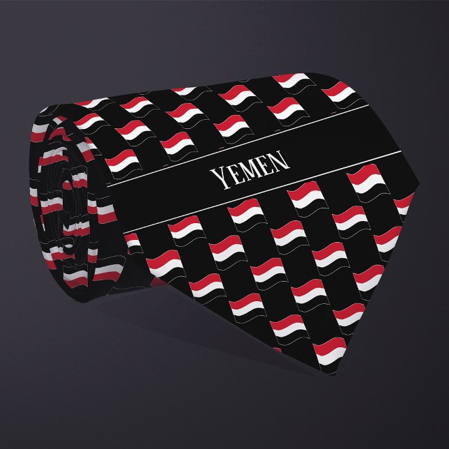 Cravate Wavy Yemen Flag Pattern  (Créateur téléchargé)