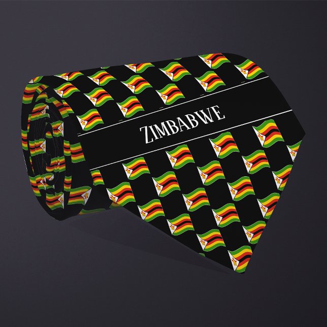 Cravate Wavy Zimbabwe Flag Pattern  (Créateur téléchargé)
