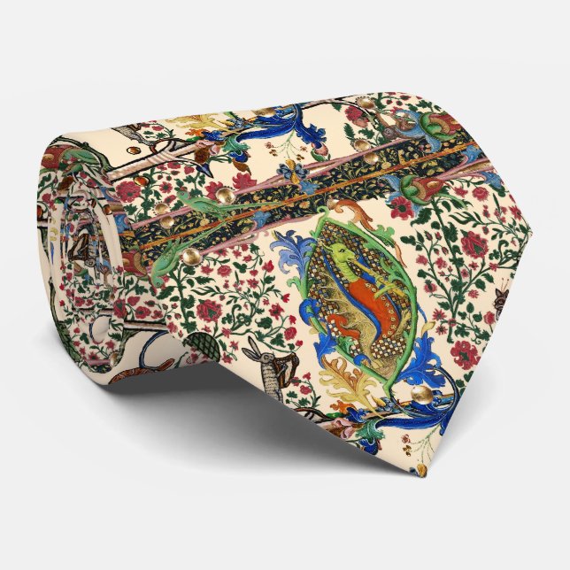 CRAVATE WEIRD MÉDIÉVAL BESTIAIRE MUSIQUE, DRAGON JOUER FLU (Roulé)