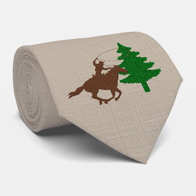 Cravate Western Cowboy à la roulette d'un sapin de Noël (Roulé)