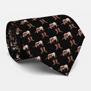 Cravate Western Cowboy Boots Longhorn Steer Necktie