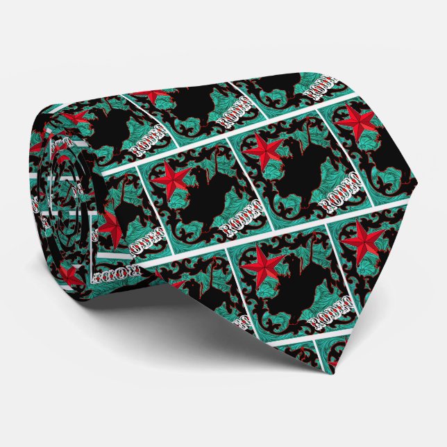 Cravate Western Rodeo Cowboy Bull Riding Necktie (Roulé)