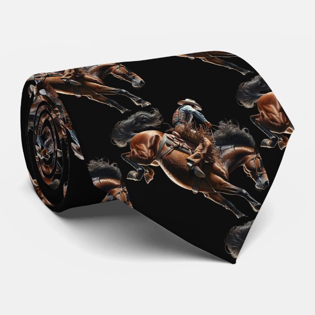 Cravate Western Rodeo Cowboy Saddle Bronc Riding (Roulé)