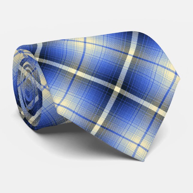 Cravate Western Shadow Plaid Navy et Royal (Roulé)