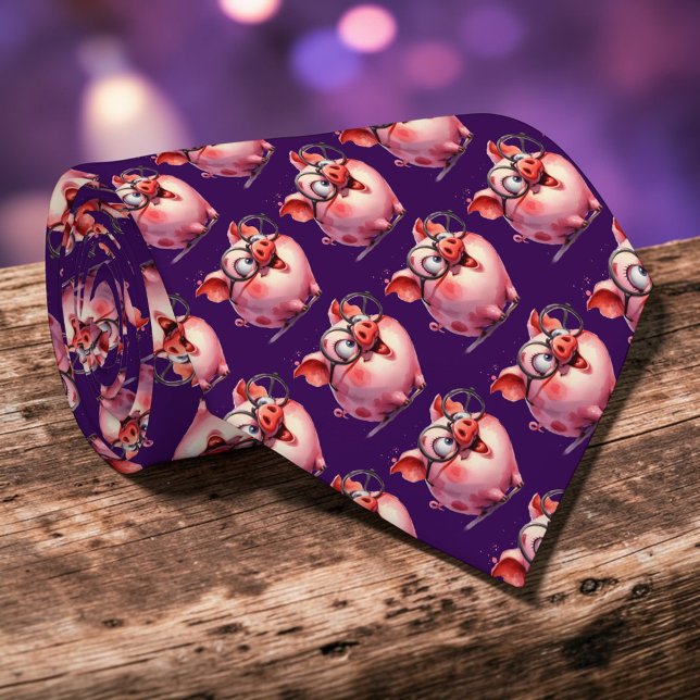 Cravate Whimsical Pig Custom Necktie Tie (Créateur téléchargé)