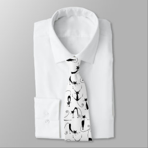 Cravate Whimsical Skinny Motif de chat noir