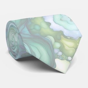 Cravate Whispers of Silk Dreamy Organic Shapes in Green