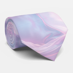 Cravate Whispers of Silk : Dreamy Pastel Waves Pink Blue