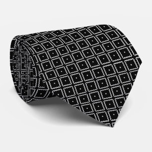 Cravate White and Black Square Dot Pattern