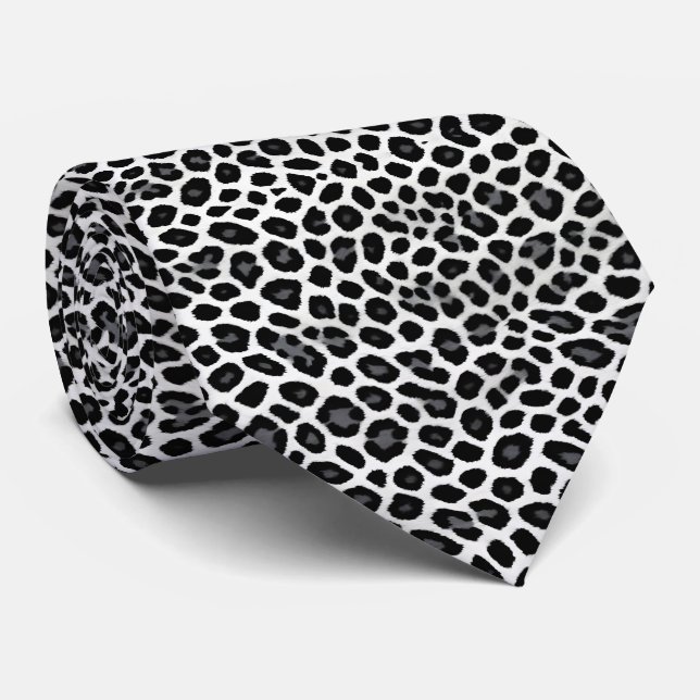 Cravate White Leopard Elegant Populaire Collection de luxe (Roulé)