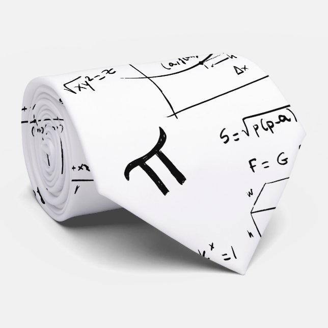 Cravate White Math Equations Formules Enseignant de l'écol (Roulé)