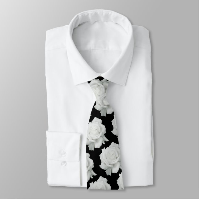 Cravate White Rose Petals Necktie (Attaché)