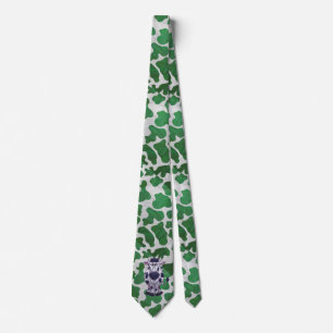 Cravate Wild Me Cow Green and White Print