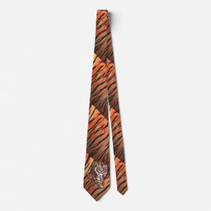 Cravate Wild Me Tiger Hot orange et noir