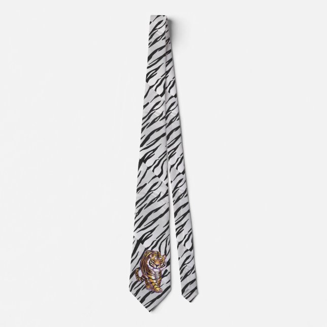 Cravate Wild Me Tiger noir et blanc (Devant)