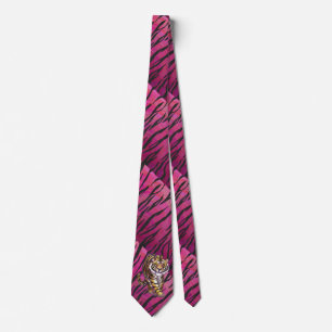Cravate Wild Me Tiger noir et rose