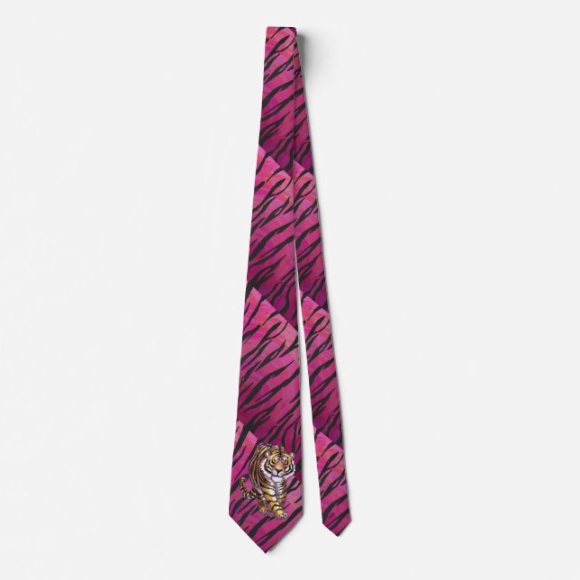 Cravate Wild Me Tiger noir et rose (Devant)