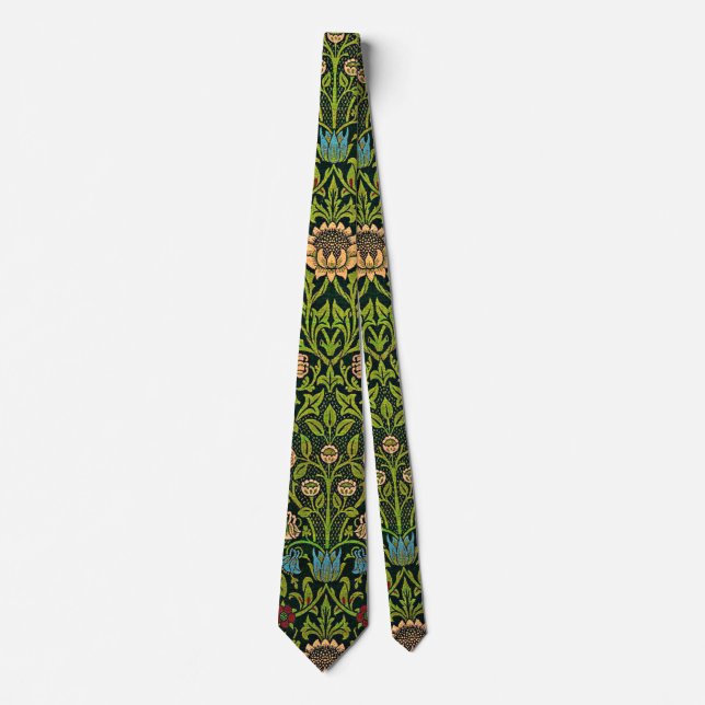 Cravate William Morris - Ancolie, vert foncé, Case-Mate (Devant)