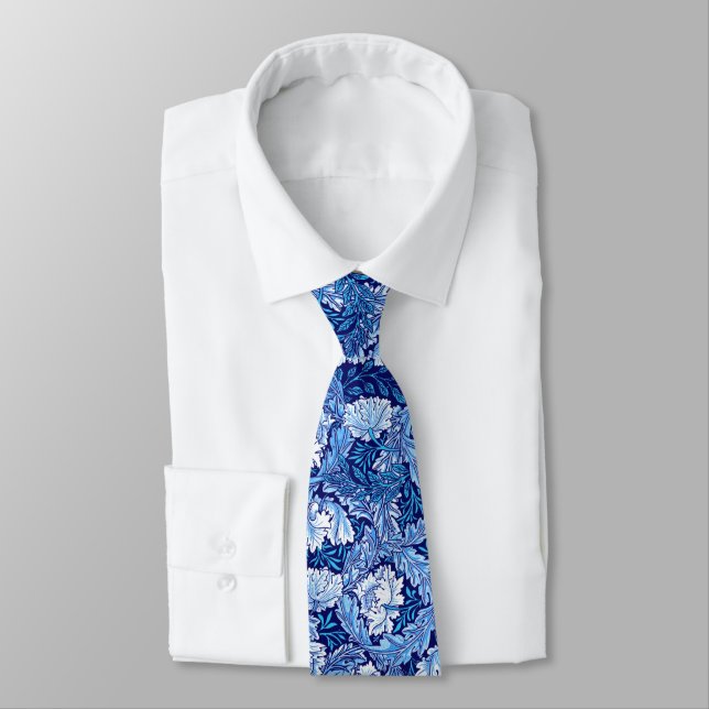 Cravate William Morris floral, bleu de cobalt et blanc (Attaché)