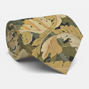 Cravate William Morris golden vintage motif feuille