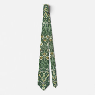 Cravate William Morris Green Floral Vintage White Margueri