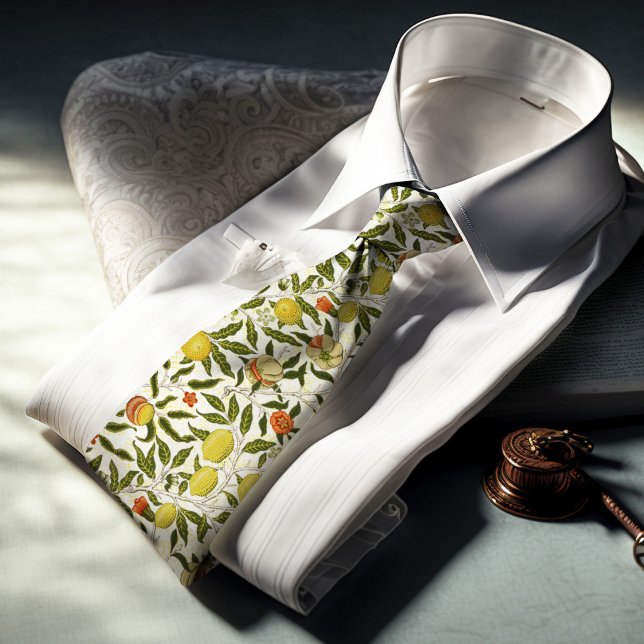 Cravate William Morris Grenade Citron Fruits Jaunes (Créateur téléchargé)