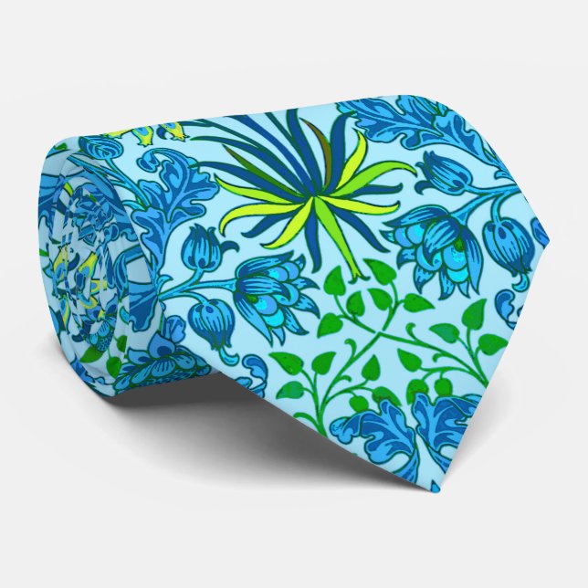 Cravate William Morris Hyacinth Print, Cerulean Blue (Roulé)