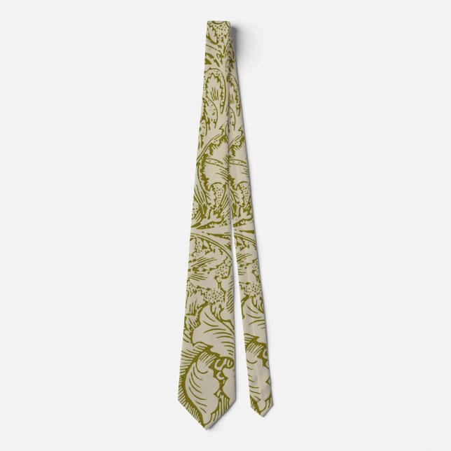 Cravate William Morris Poppy Classic Floral Green (Devant)
