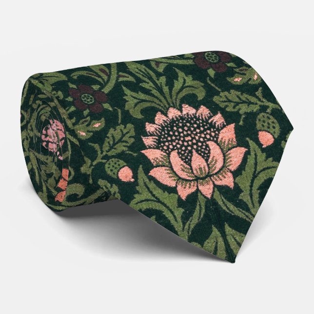 Cravate William Morris Violet & Columbine Motif Vintage (Roulé)