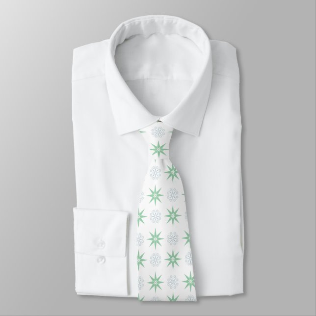 Cravate Winter Stars and Snowflakes White (Attaché)