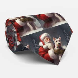 Cravate Wire Fox Terrier Père Noël Noël Festif