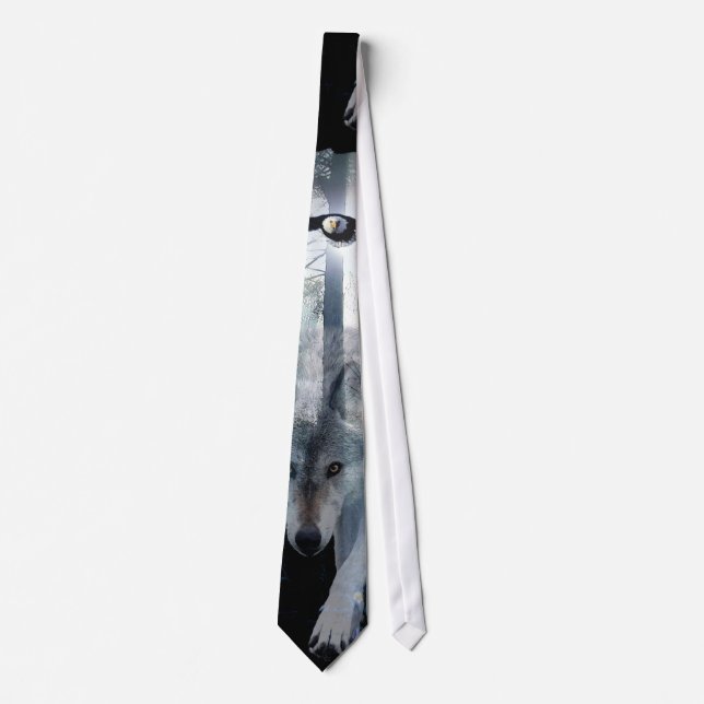 Cravate Wolf & Eagle Wildlife Art Fashion (Devant)