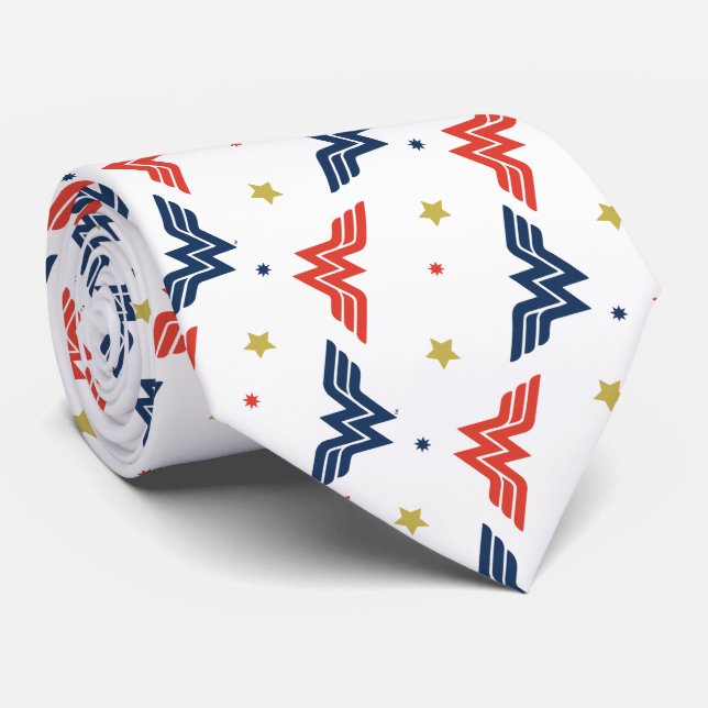 Cravate Wonder Woman Motif du logo rouge et bleu (Roulé)